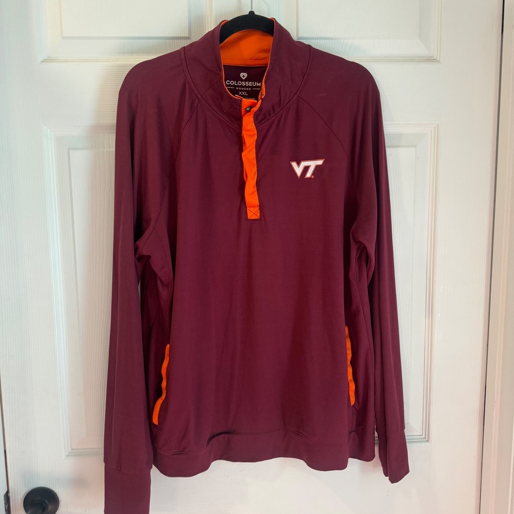 Colosseum Pullover Women XXL Maroon Virginia Tech Hokies Quarter Snap Sporty